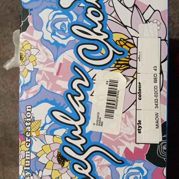 ✨RED & PINK LACE & GLITTER MIAOW IRREGULAR CHOICE ANKLE BOOTS size 43, US 10/11✨ - Picture 10 of 12